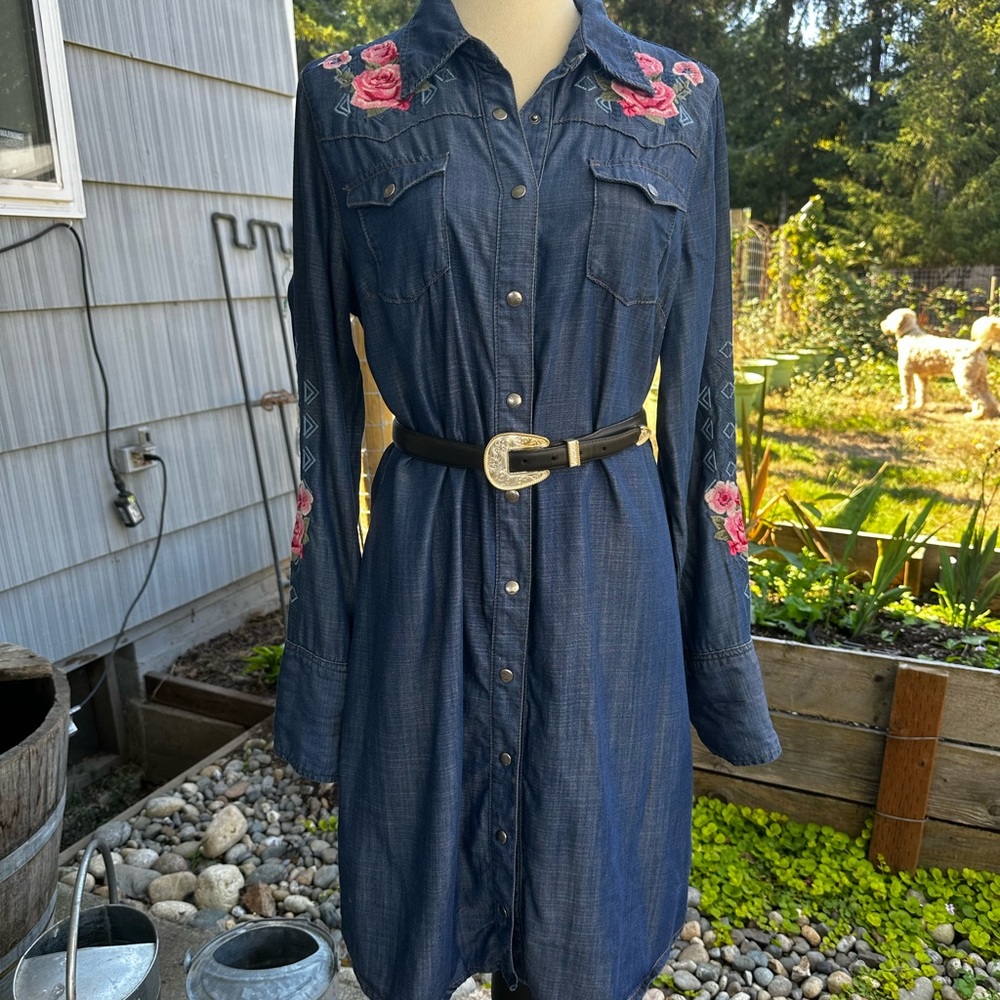 Stetson Embroidered Long Sleeve Dress (L)